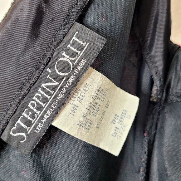 Vintage 90s Y2k Steppin Out Gold Embossed Floral Velvet Mini Dress Size 5 - Picture 10 of 11